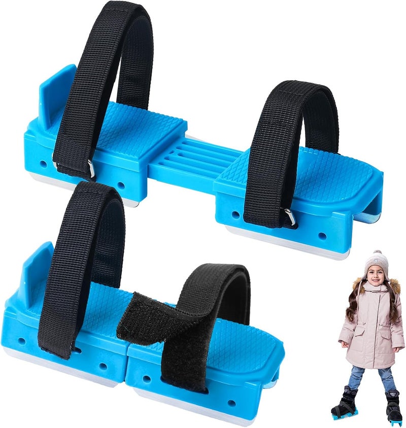 Tryly Toddler Ice Skates, Kids Adjustable Double Runner Ice Skates with Hook and Loop Fastener Straps, Blue Double Blade Ice Skates for Winter Toddler Training Shoes Beginner - Image 1